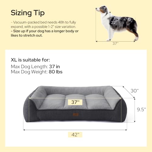 SupportMax® Extra Thick Orthopedic XL Dog Beds Large Sized Dog (Cream / 42"l X 30"w X 9.5"th)