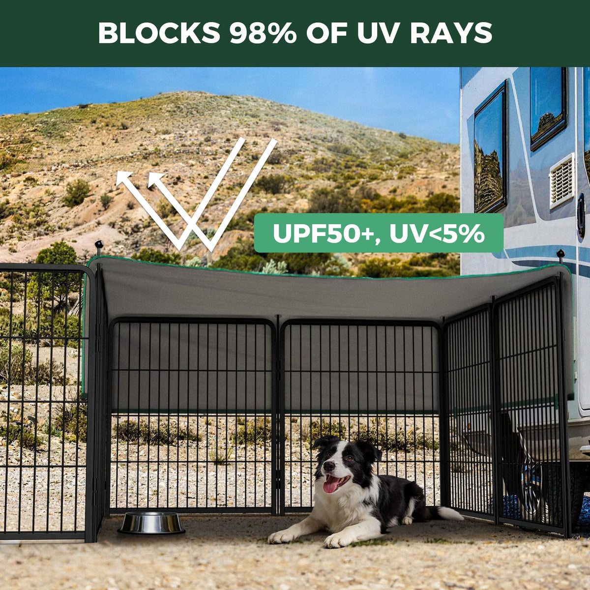 Rollick Dog Playpen with Sun Shade (Black / 32"H)
