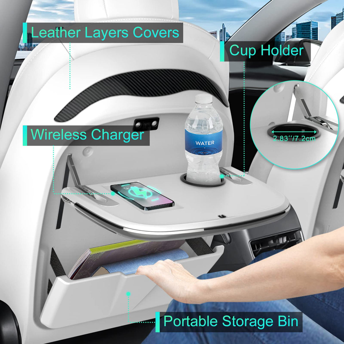 Back Seat Tray Table for Tesla Model 3 (White)