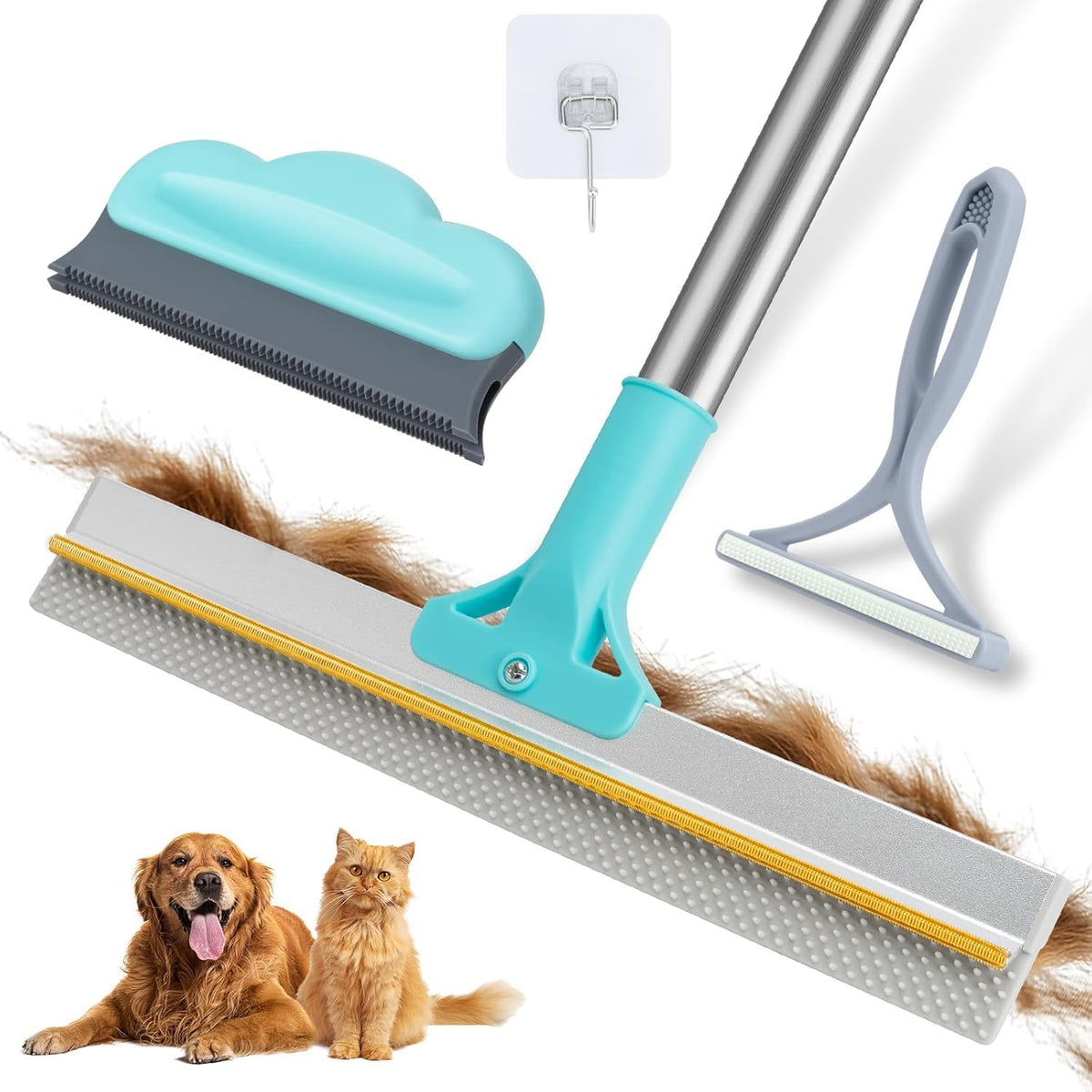 Carpet Rake for Pet Hair Removal Tool (Blue)