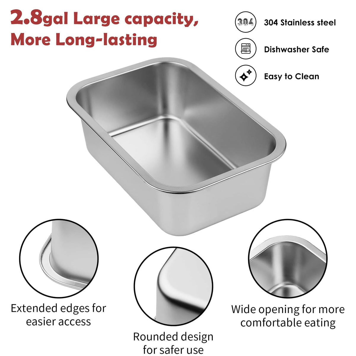 2.8 Gallon Elevated Large Dog Water Bowl (2.8 GAL Bowl / Height: 9.45-14.2")