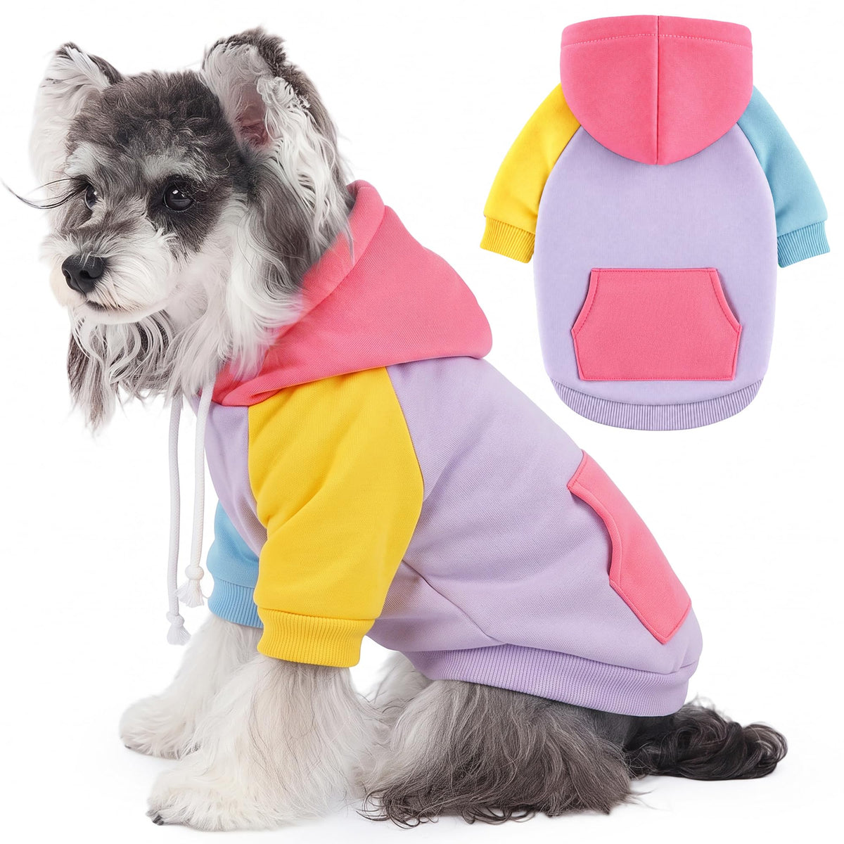 Dog Basic Hoodie Soft Dog Clothes Cold Weather Sweaters for Medium Large Dogs Cozy Fabric Warm Sweatshirt with Leash Hole for Boys (Pastel Pop / S(Back: 12.6",Chest:18.11", 5-10 lbs))