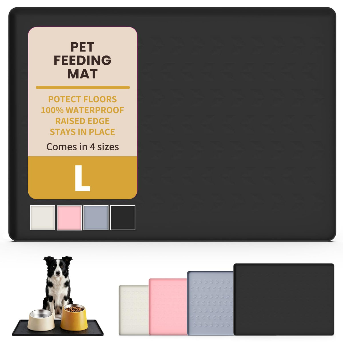 Silicone Pet Feeding Mat (Black / 24"L x 16"W)