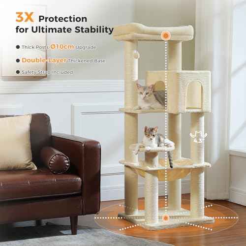 57.8" Heavy Duty Cat Tree for Maine Coon (Beige / 57.8in)