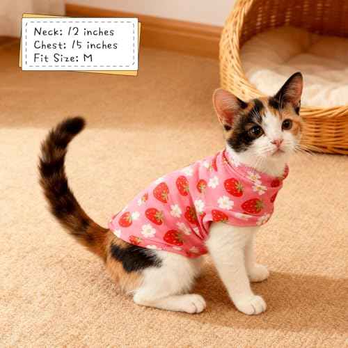 Cat Sweater Warm Fleece Pet Clothes for Cats Only (Strawberry Pink / Medium)