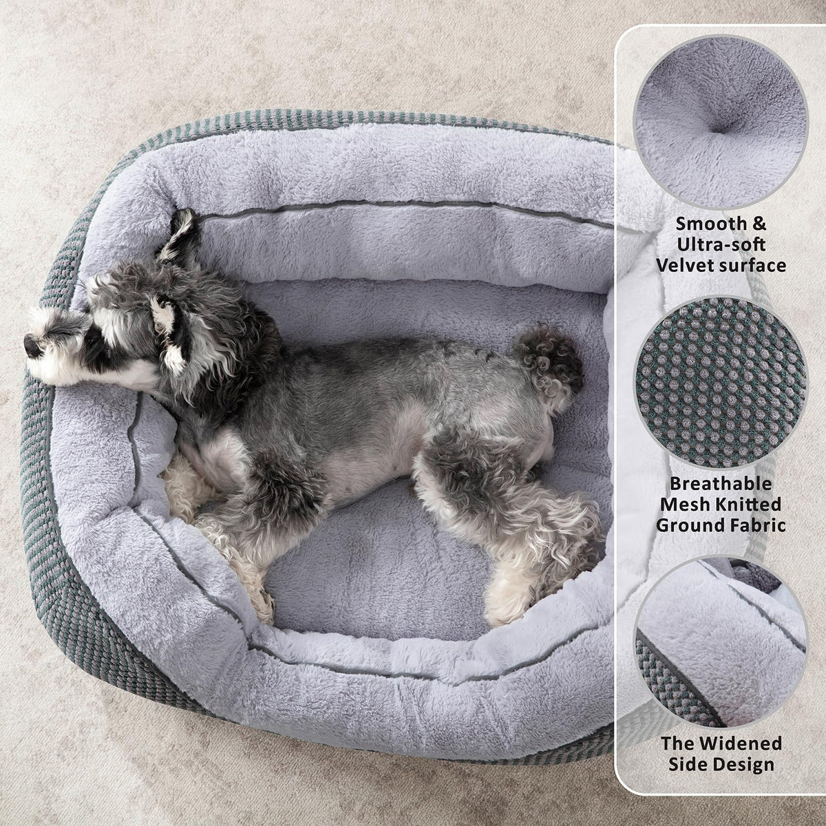 Large Dog Beds Large Sized Dog (L PLUS (38"x28"x8") / Grey)