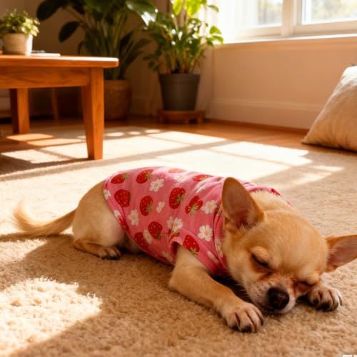 Cat Sweater Warm Fleece Pet Clothes for Cats Only (Strawberry Pink / Large)