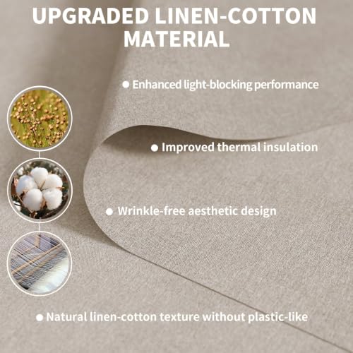 100% Blackout Linen Curtains for Bedroom 57x78Inch (Khaki / 78"W x 57"L (Pack of 1))