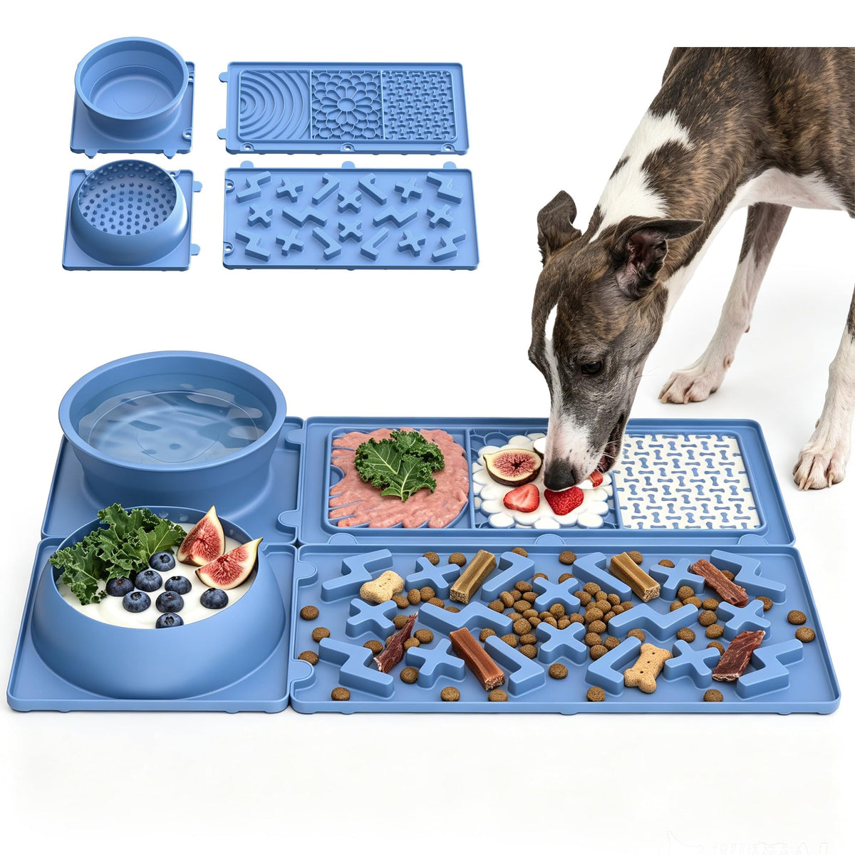4-in-1 Detachable Dog Lick Mat Set with Suction Cups 24"x16"