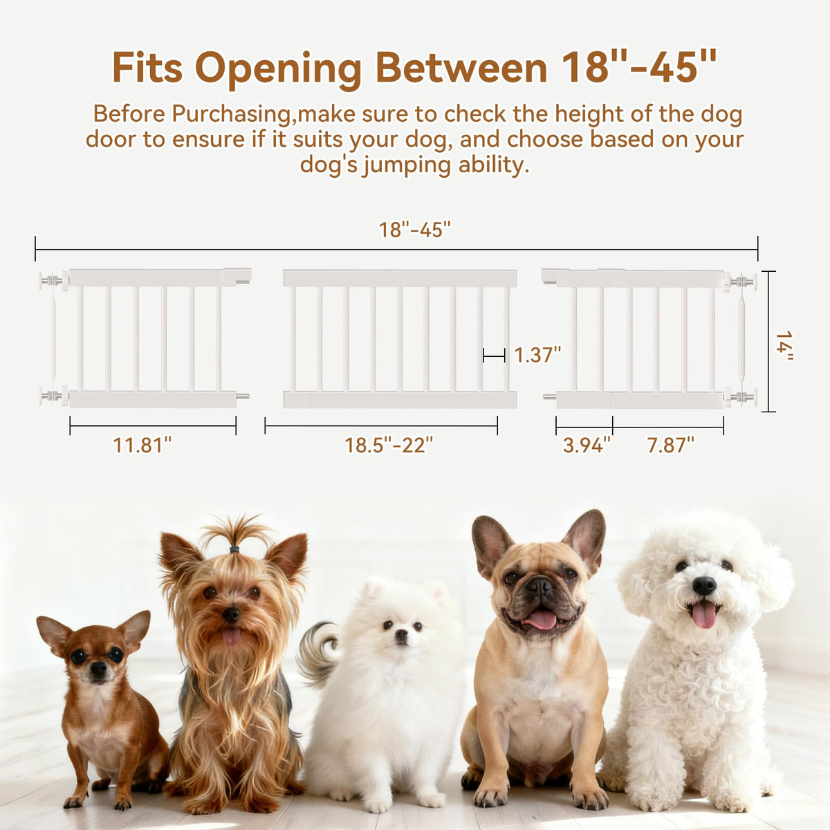 Dog Gate Indoor (18-45''W*14''H / White)