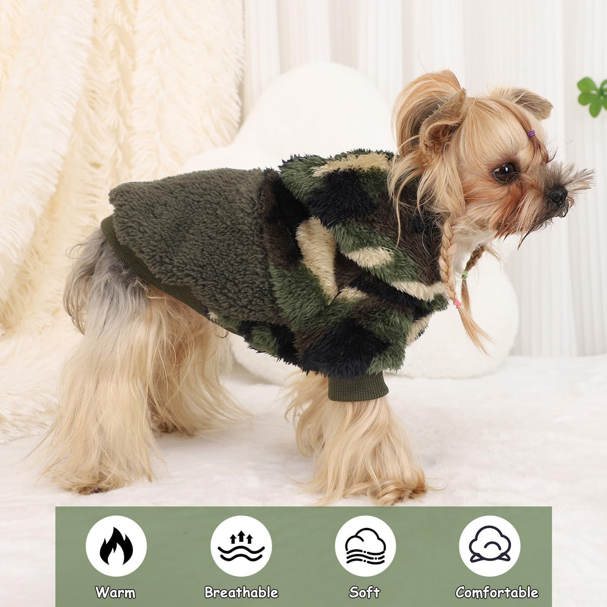 Dog Sweaters for Small Dogs (XX-Small (Chest 10 in) / Army Green Camo)