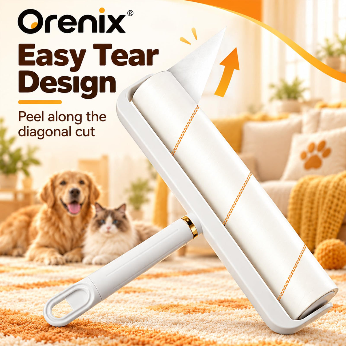 14.17" Large Extra Stick Lint Roller with Long Handle 4 Rolls 400 Sheets (6-roll 14.17-inch)