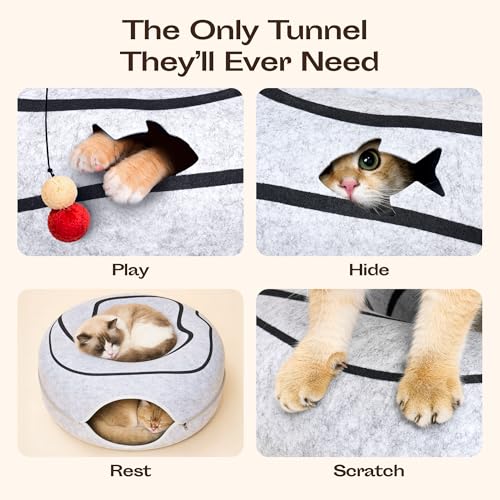 Peekaboo Cat Cave Donut (Light Gray)
