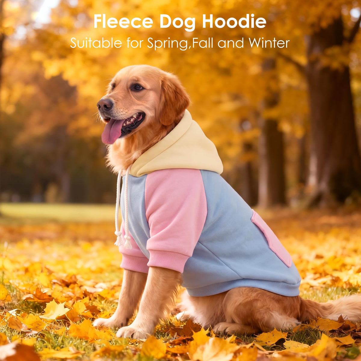 Dog Basic Hoodie Soft Dog Clothes Cold Weather Sweaters for Medium Large Dogs Cozy Fabric Warm Sweatshirt with Leash Hole for Boys (Sweet Candy / XXL (Back: 30.71",Chest:37", 55-80lbs))