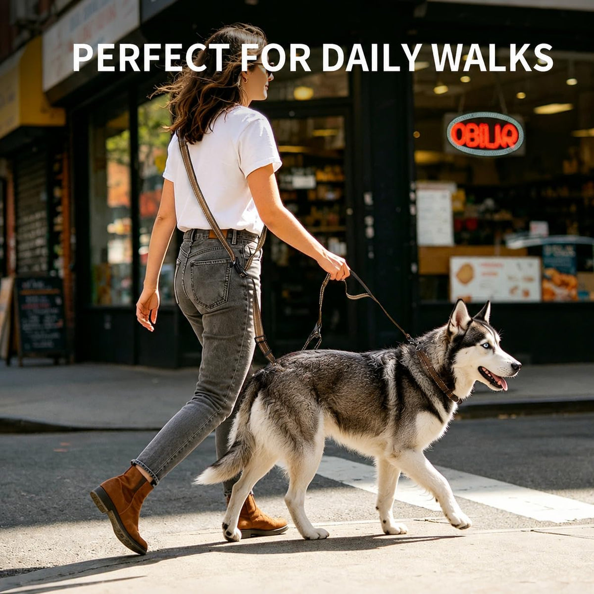 Hands Free Dog Leash by Kazazoo (Brown / L)