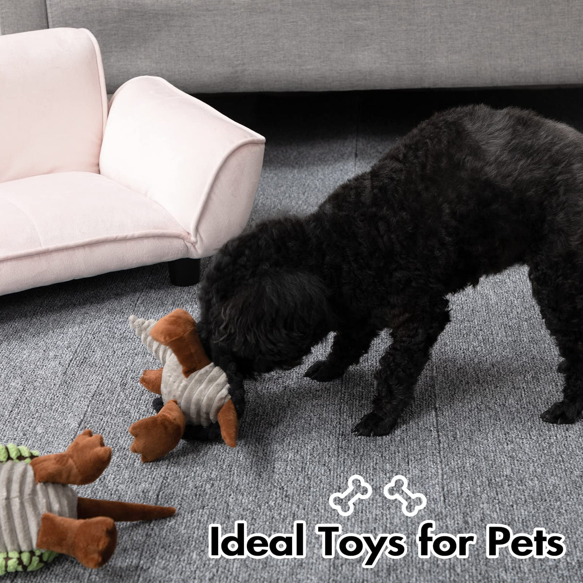 Armadillo Squeaky Puppy Dog Toys for Small Medium Dogs (8 IN / Red)