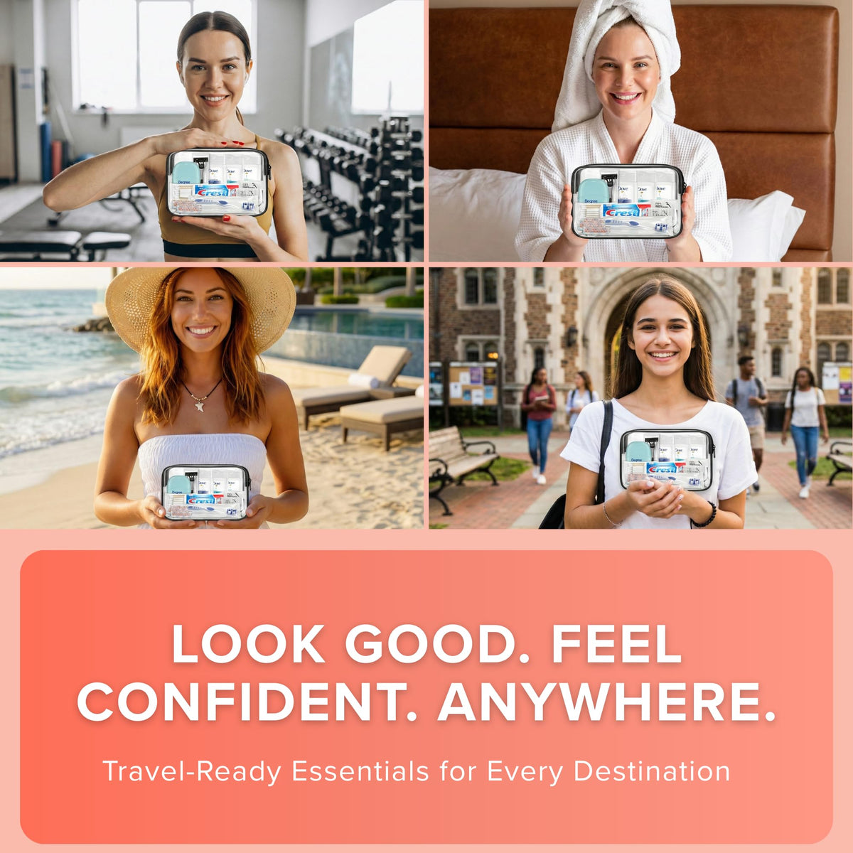 Travel Essentials for Women Premium Name Brand TSA Approved Toiletry Kit (1 Pack)