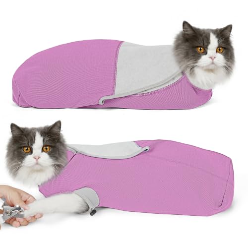 Cat Wrap for Cutting Nails (S(5-10lbs) / Pinkish Purple)