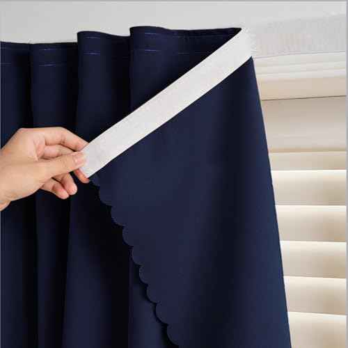 Self Adhesive Curtains (35"W x 59"L (Pack of 2) / Navy Blue)
