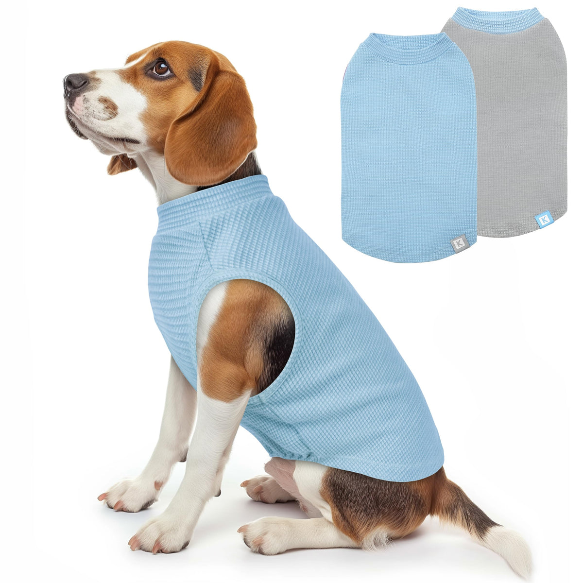 2Pack Waffle Dog Shirt for Medium Large Dogs Soft Dog Sweater (XX-Large (28-50lbs) / 2Pack(Blue+Grey))