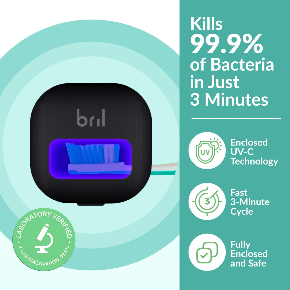UV C Toothbrush Sanitizer and Holder (Black)
