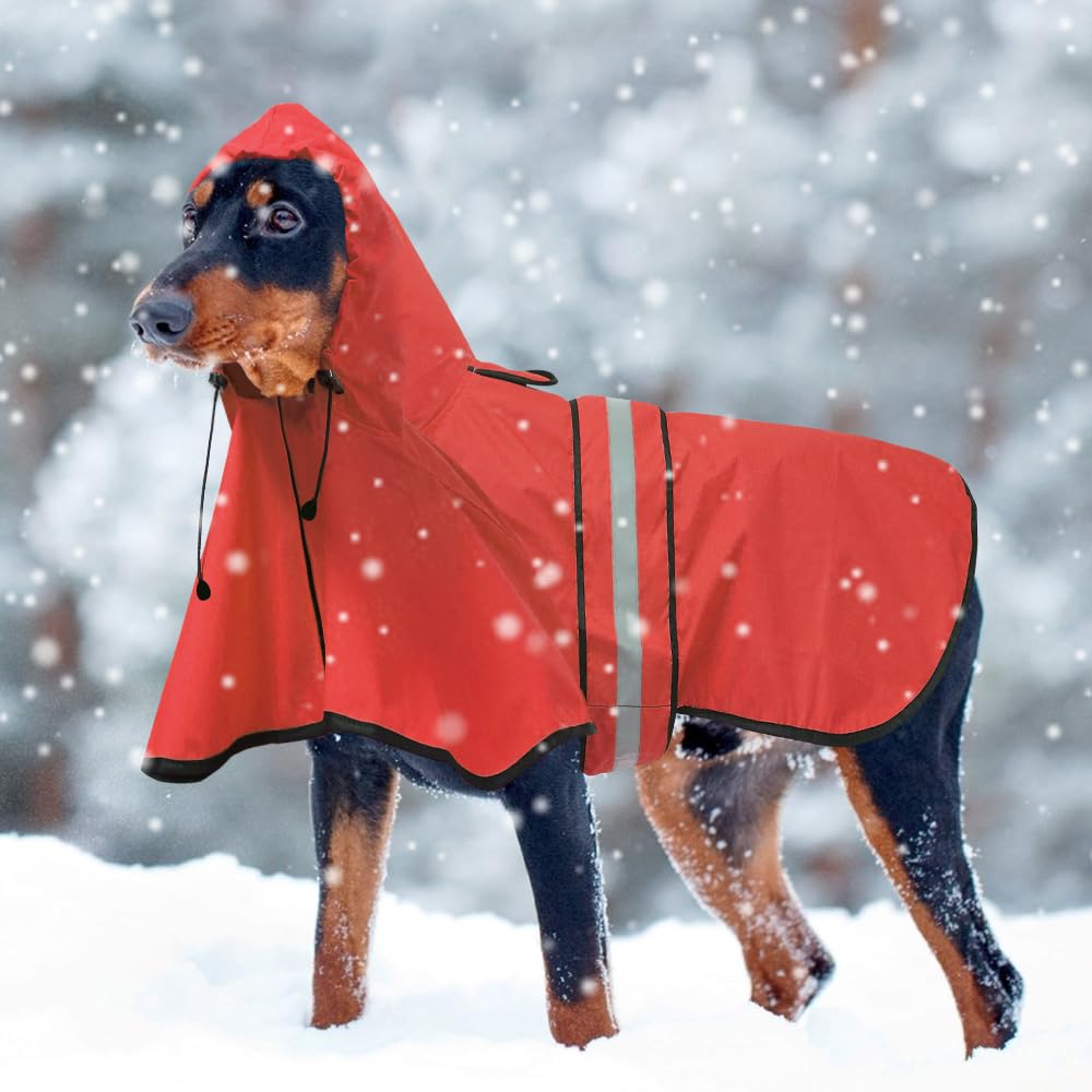 Waterproof Reflective Dog Raincoat (Red / Large)