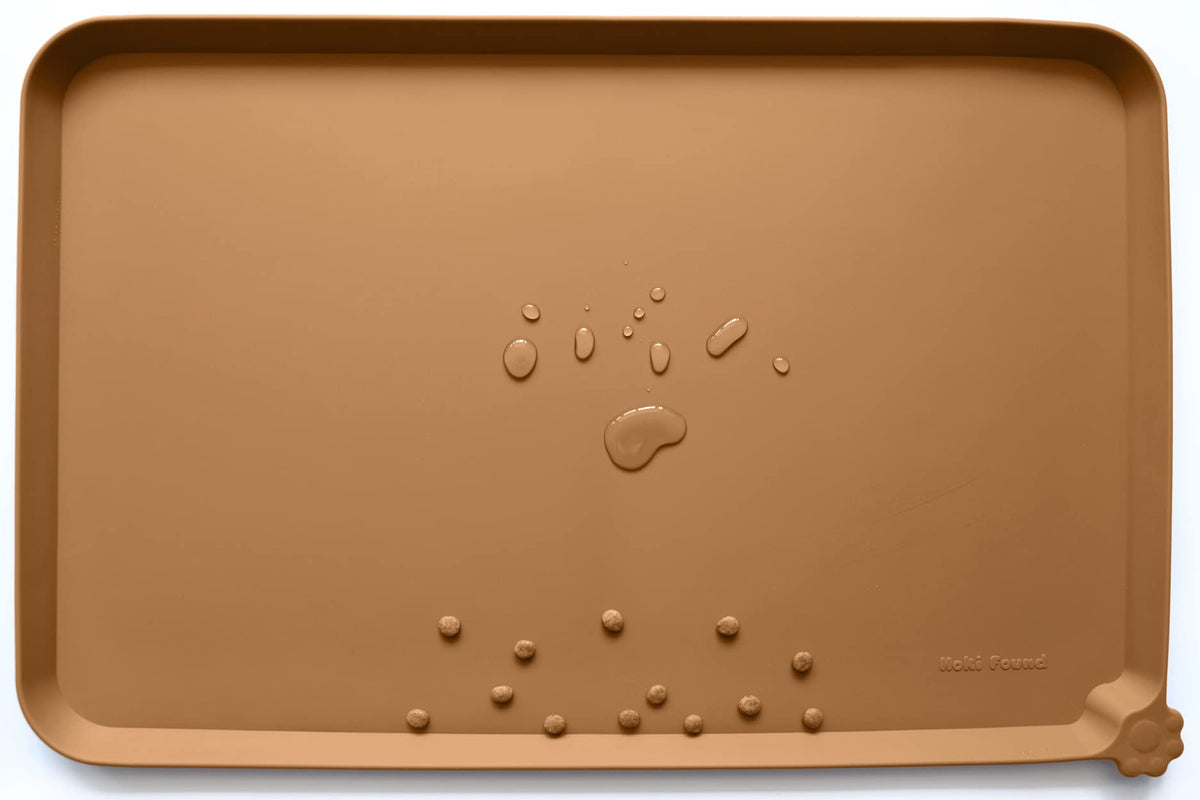 XX Large Non Slip Silicone Pet Food Mats (28"L x 26"W / Butterscotch)