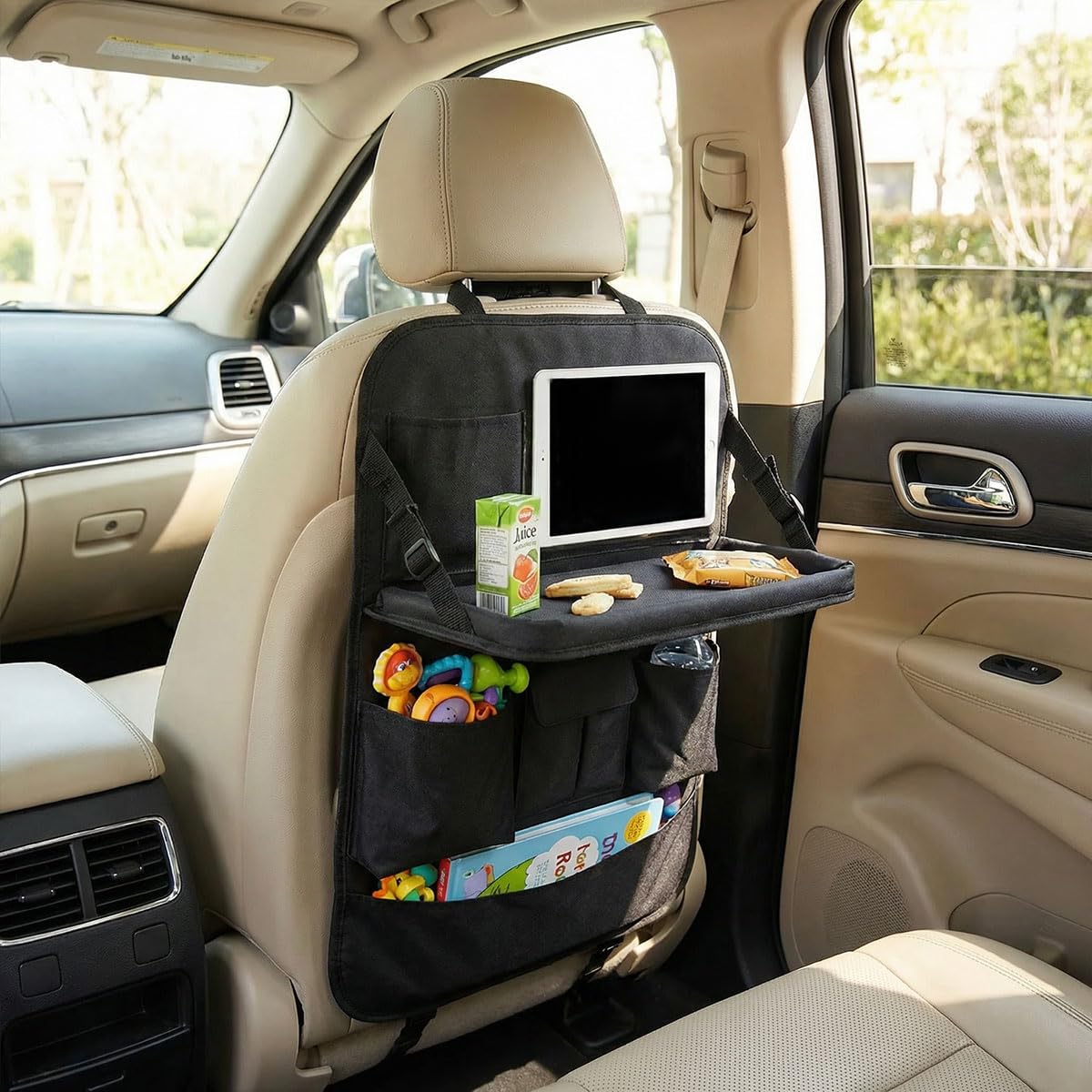 Car Backseat Organizer with Foldable Table Tray (With)