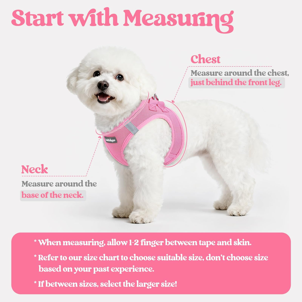 Dog Harness Medium Sized and Leash Set (Light Pink / L (chest: 18.2 - 20.5"))