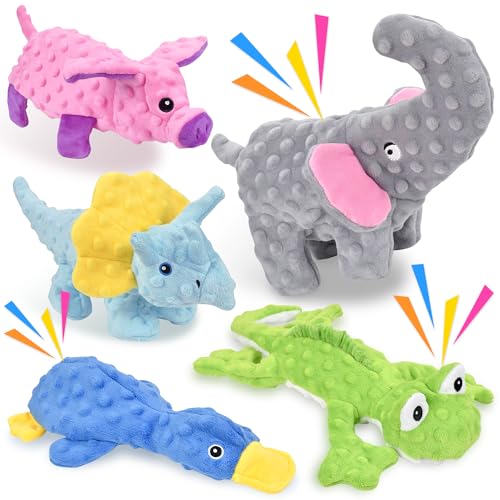 No Stuffing Dog Toys for Aggressive Chewers (5 Pack Unstuffed Dog Toys)