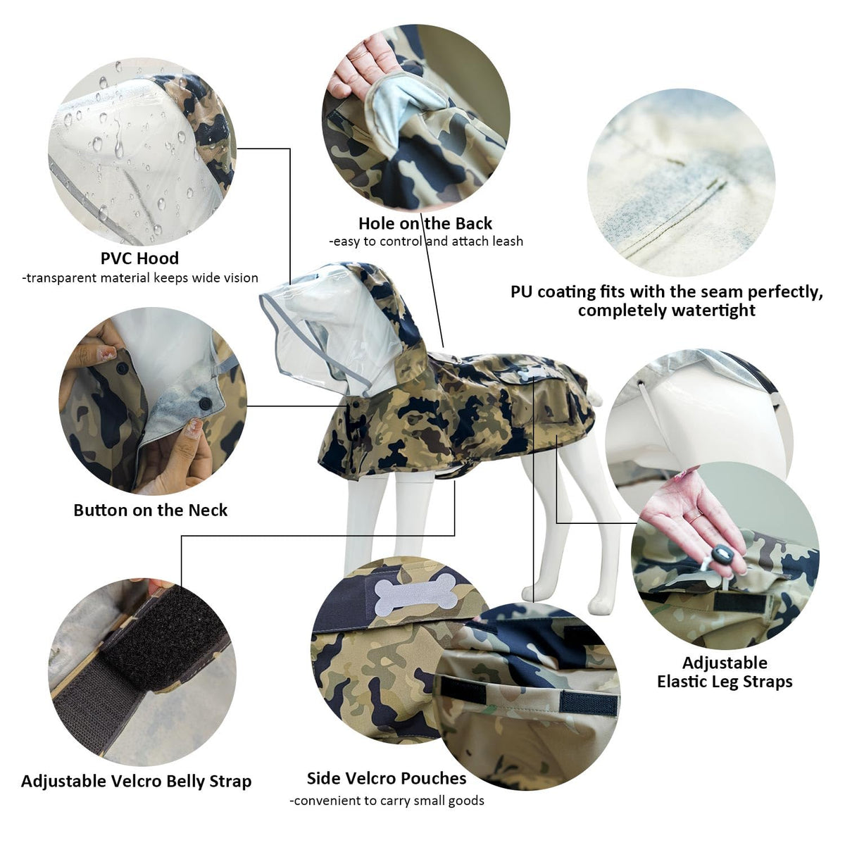 Waterproof Dog Raincoat (Camo / X-Small)