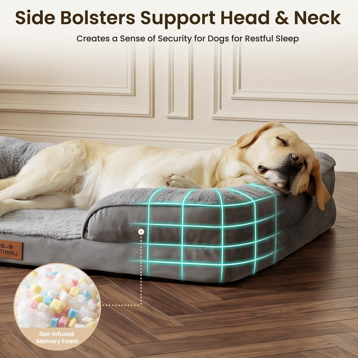 Orthopedic Extra Large Dog Bed (Grey / 44.0" L x 31.5" W x 7.5" Th)