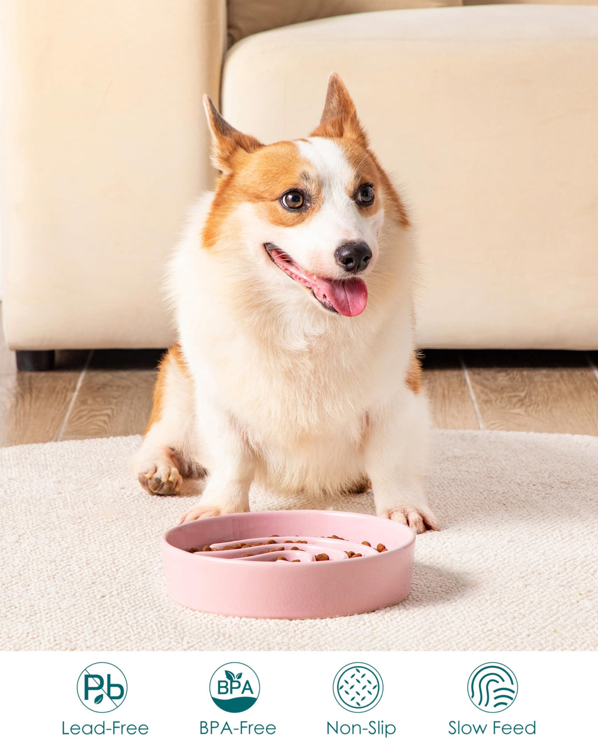 Slow Feeder Dog Bowl (Pink / 1.5 Cups)