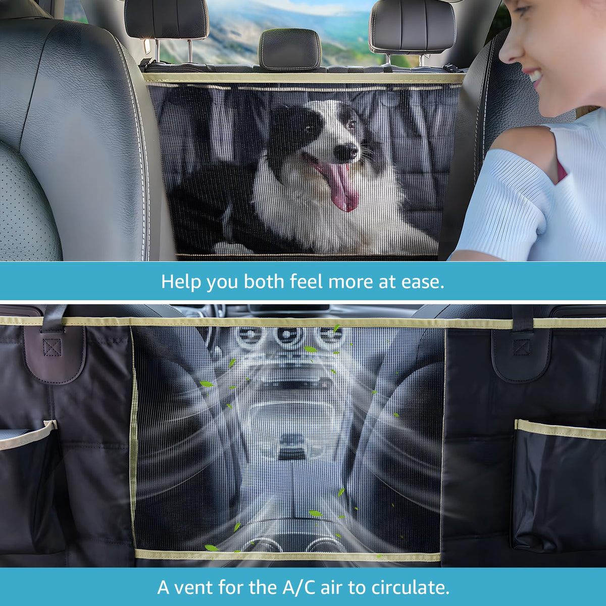 Dog Car Seat Covers for Back Seat (Black Hard Bottom / Truck)