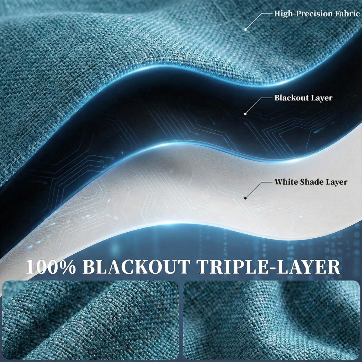 100% Blackout French Door Curtains (25"W x 40"L (Pack of 1) / Stone Blue)