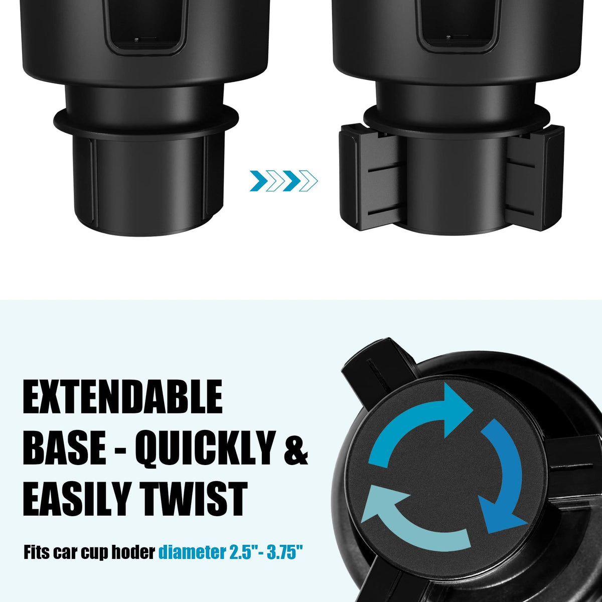 Car Cup Holder Expander for 32 (Large*1 / Black)