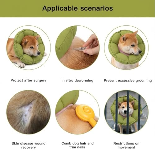 Soft Dog Cones for Medium Dogs (XL-Standard / Green Flower)