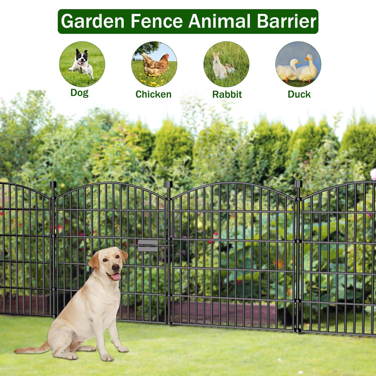 15 Panel No Dig Decorative Garden Fence with Gate 32"H x 35.4'L Dog Barrier (32 in(H) X 35.4 ft(L))