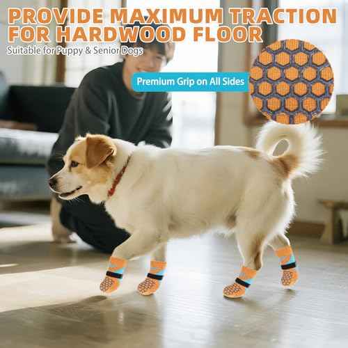 Dog Socks Shoes for Hot Pavement (Orange / X-Large(4 Pack))