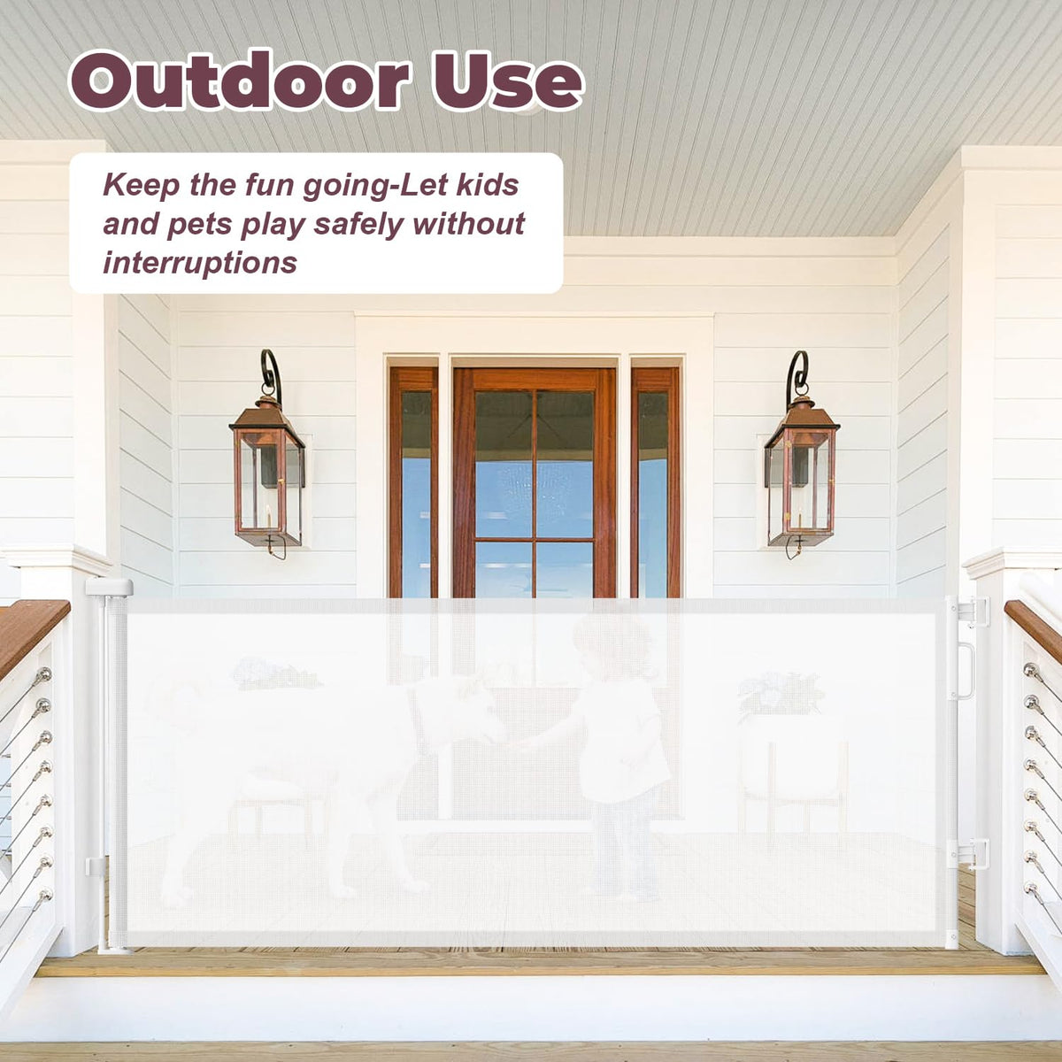 76" Retractable Baby Gates Extra Wide (White / 34" Tall x 76" Wide)