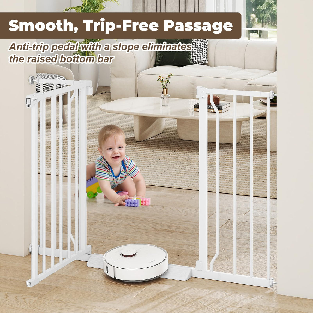 29" 45" Baby Gate for Stairs & Doorways (White / 29-45"Wide, 30"Tall)
