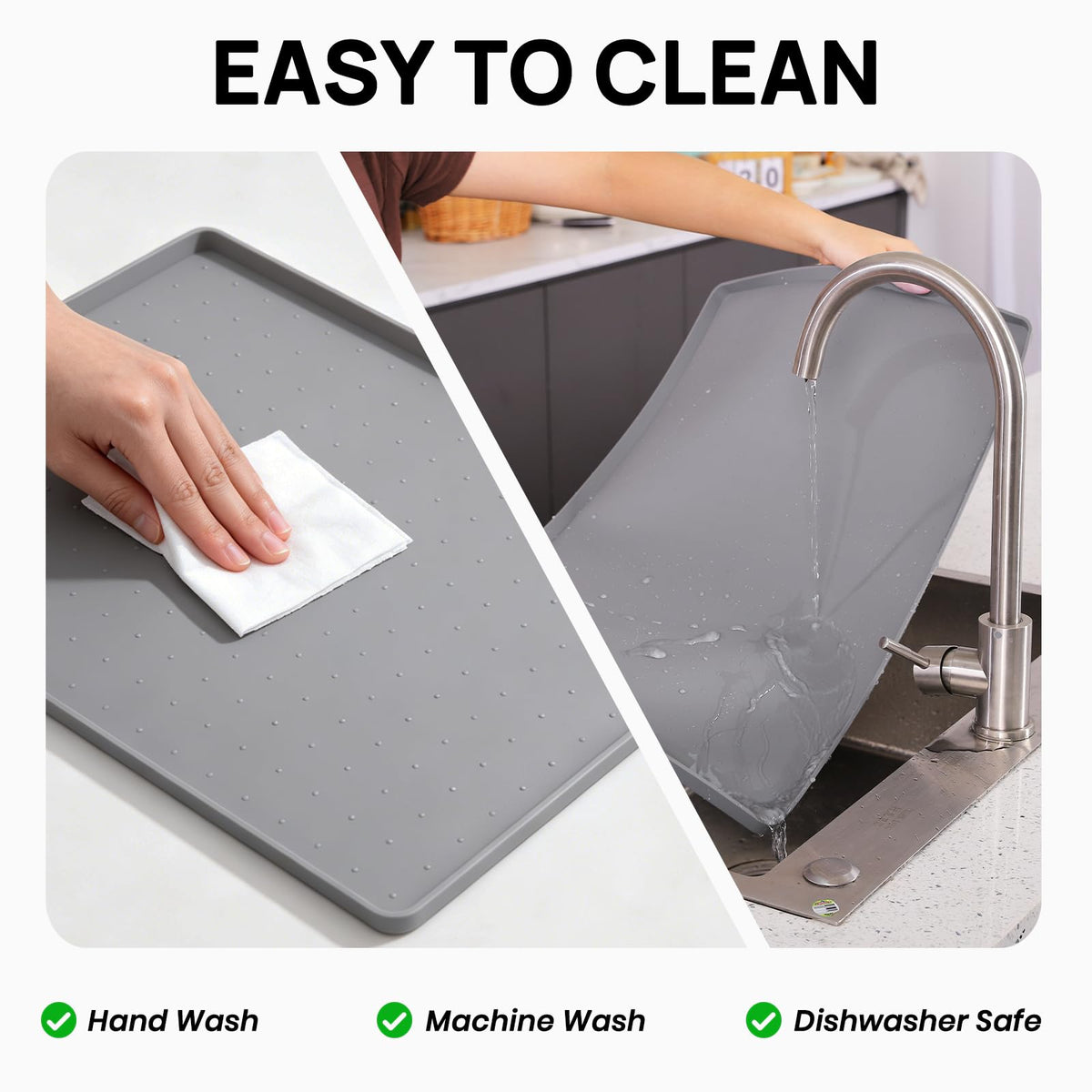 24" x 16" Silicone Under Sink Mat Waterproof (Gray / 24" x 16")