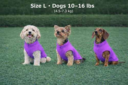 Dog Fleece Vest Sweater with Leash Ring (L (10-16lbs) / Purple)