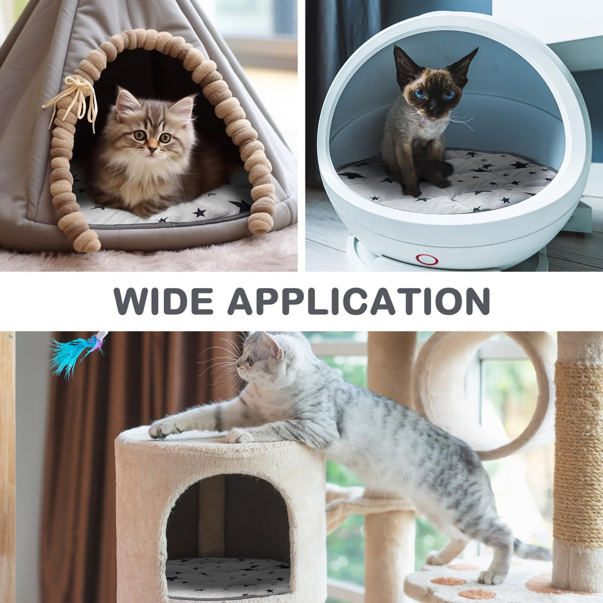 4 Pack Self Warming Cat Bed (Gray / 12'' / Round)