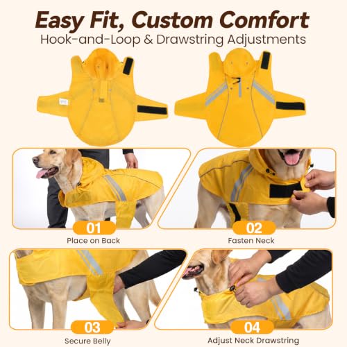 Dog Raincoat Wetoff Dog Rain Coat (Yellow / L (26"-30" chest girth))