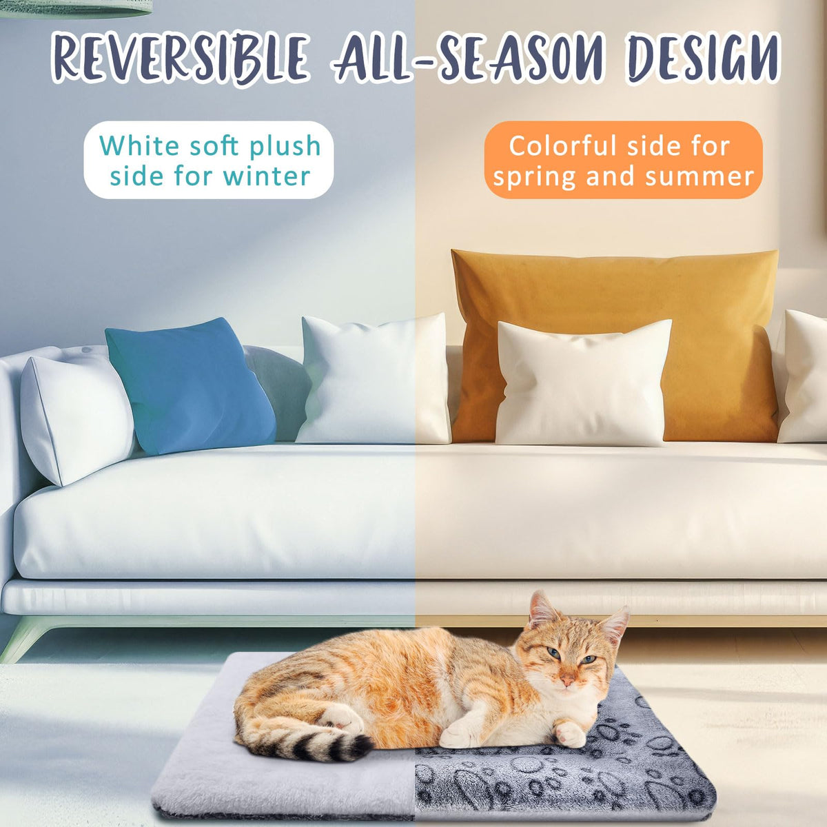 2 Pack Self Warming Cat Dog Bed Pad (Grey / 20'' X 30'')