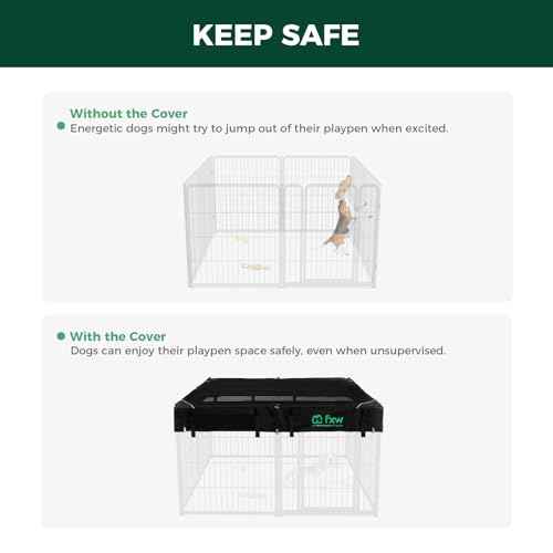 Homeplus Indoor Dog Playpen with Mesh Top Cover (White / 32"H)