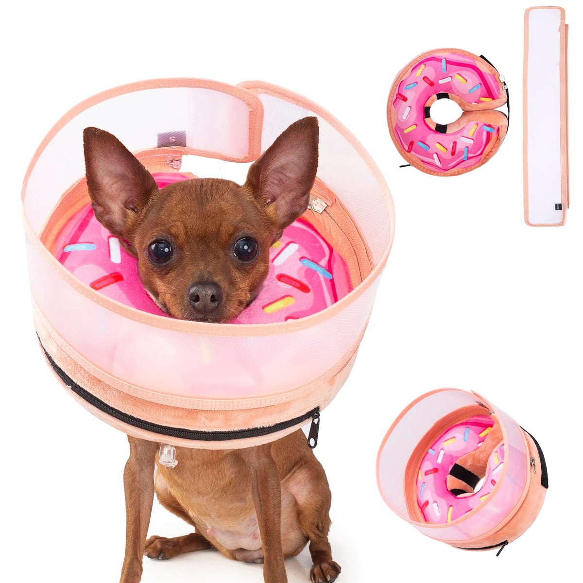 Inflatable Dog Cone Collar with Enhanced Anti (Small / Donut Pink2)