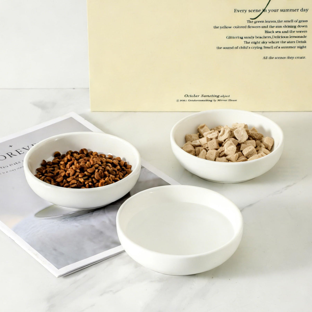 5.3 in Ceramic Cat Dishes (white)