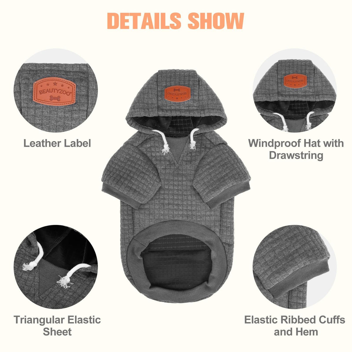 Dog Hoodies Sweater for Medium Dogs (Dark Grey / M/L (Back: 18",Chest: 25", Neck: 15"))